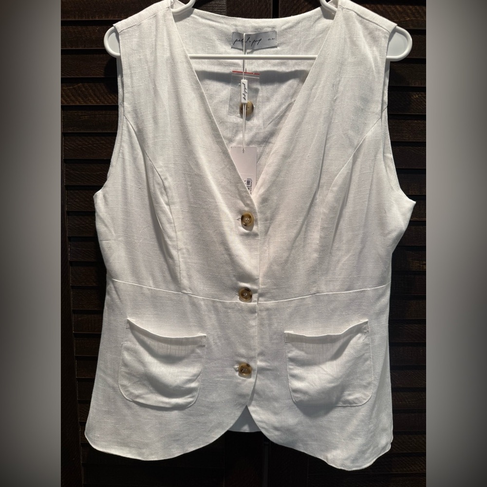 White Button-Up Vest